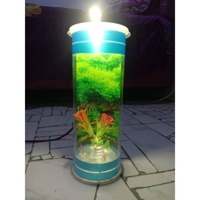 Aqurium tabung dengan lampu LED USB panjang kabel 1 meter