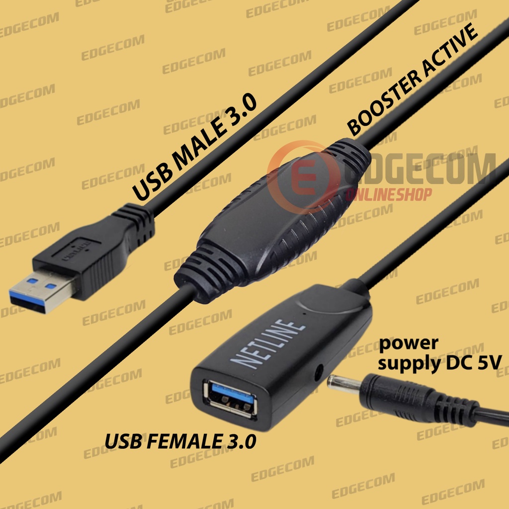 NETLINE Kabel USB 3.0 Extension Aktif / Extender Active 10 Meter With USB Power