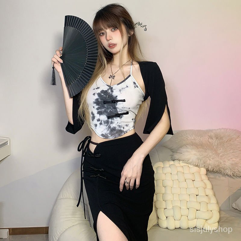 #Sisjuly# Rompi Sablon Tinta Wanita Selempang Wanita Selendang Tabir Surya Ramping Set Dua potong