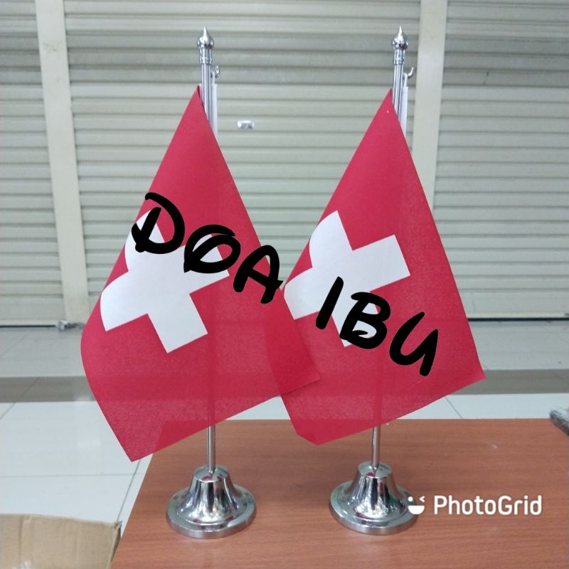 

best seller tiang stenlis meja+bendera SWISS ready stock