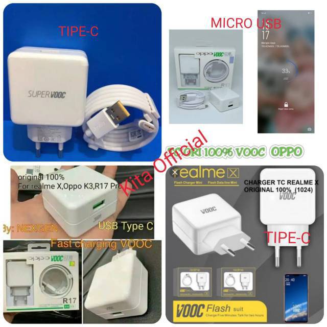 /CHARGER/BATOK GEDE OPPO VOOC 4A F11/F11PRO/R15/R17/REALME 3 PRO ORIGINAL 100% FAST CHARGING.