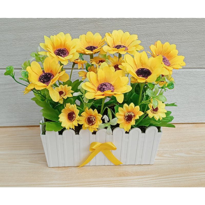 bunga matahari artificial vas pagar plastik//bunga matahari plastik//bunga matahari hias dekorasi
