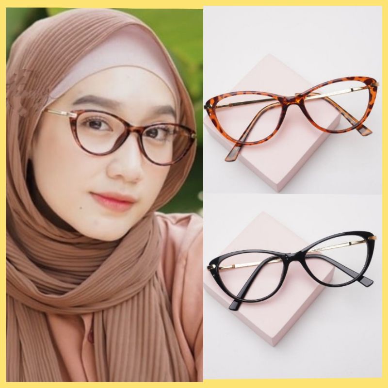 kacamata wanita cat Eye 9011 minus clynder normal paket  lensa photocromic dan blueray