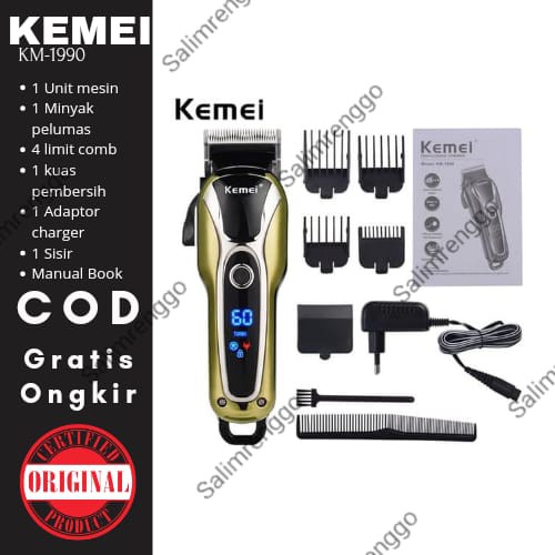 Alat Mesin Cukur Rambut Rechargeable Turbo  Original Kemei KM-1990 / KM 1990 / KM1990