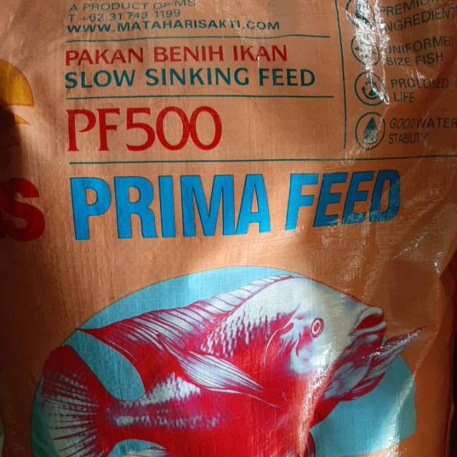 Pelet / Vour Pakan Benih, Burayak, Ikan Cupang Nila Lele Prima Feed (PF 500/ PF500) - Repack 1kg