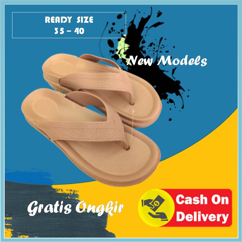 Sandal Jepit Wanita Karet Import irsoe Motif polos