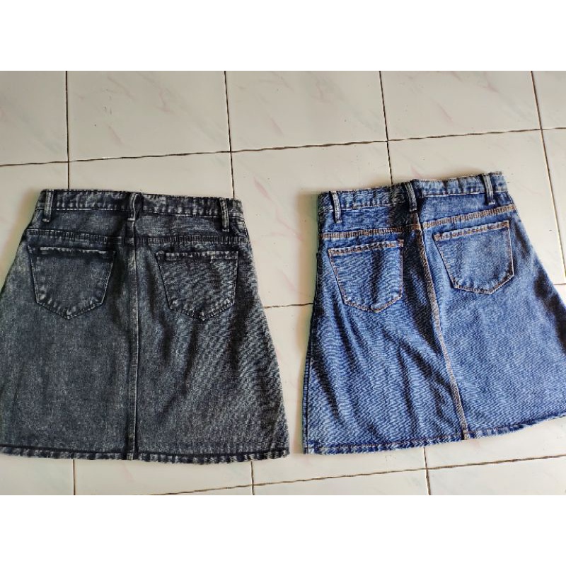 Rok jeans pendek tulang//Rok pendek snow//Rok jeans kekinian Rok murah Reselting depan