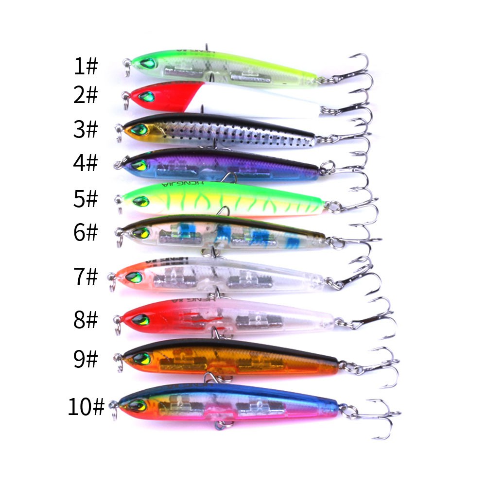 HENGJIA 10pcs Boxed 7.5cm/9g Sinking Pencil Minnow Fishing Lures Memancing Umpan Pancing Fake Bait Alat Tangkap