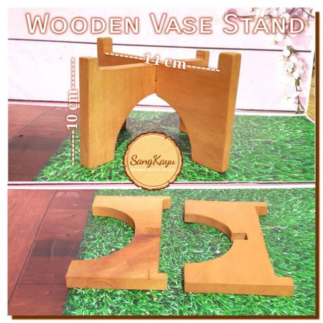 Modern Wooden Vase Stand 14x10 Cm Dudukan Pot Vas Bunga Tanaman