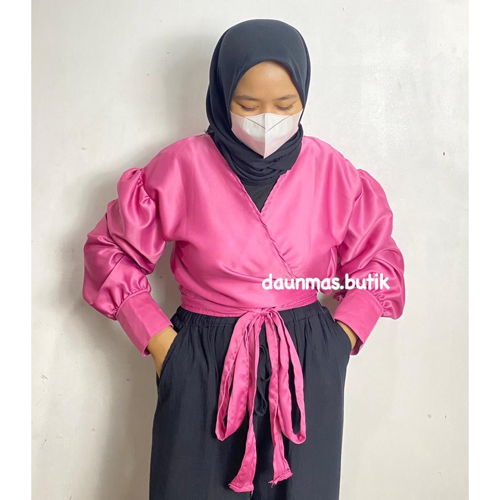 1KG MUAT 4PCS | SATIN SILKY WRAP BLOUSE HITS OOTD SELEBGRAM FASHION GROSIR MURAH WANITA TERMURAH