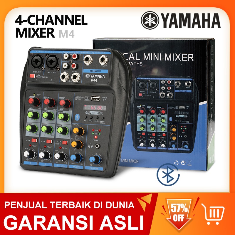 Mixer Audio  M4 USB/Electro Bluetooth 4 Channel mendukung penyetelan mobil 12V