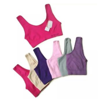 3pcs BH Sport Wanita Bra Olahraga Import tanpa kaitan dan Busa - Miniset Rajut Dewasa Remaja Mini Set Korea Lusinan