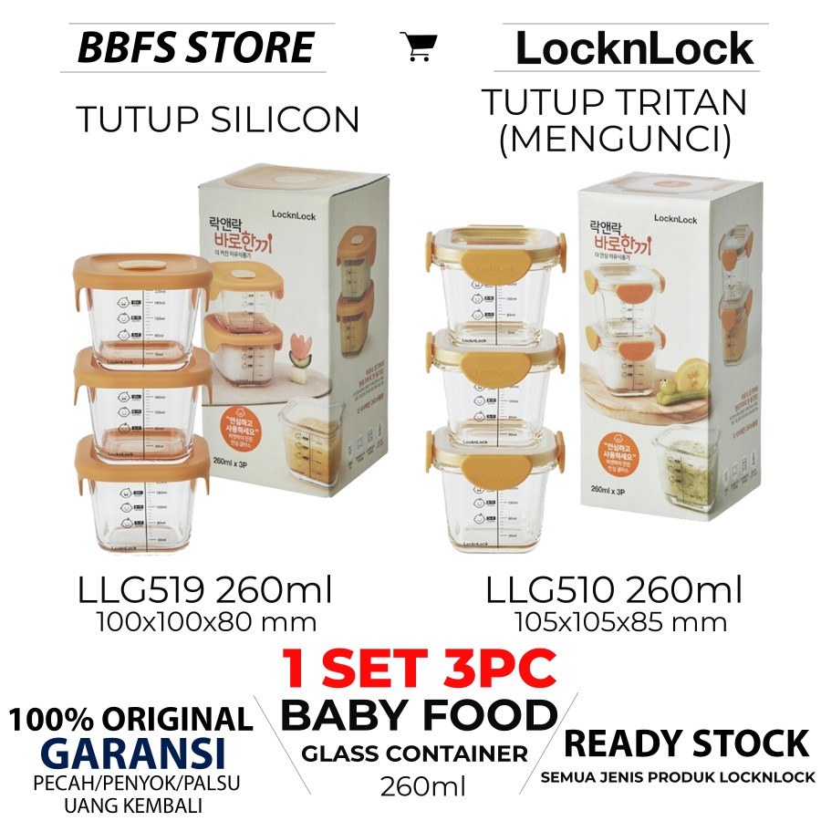 Lock n Lock Baby Food Container 260ml Tritan Cap Silicon LLG510S3 LLG519S3