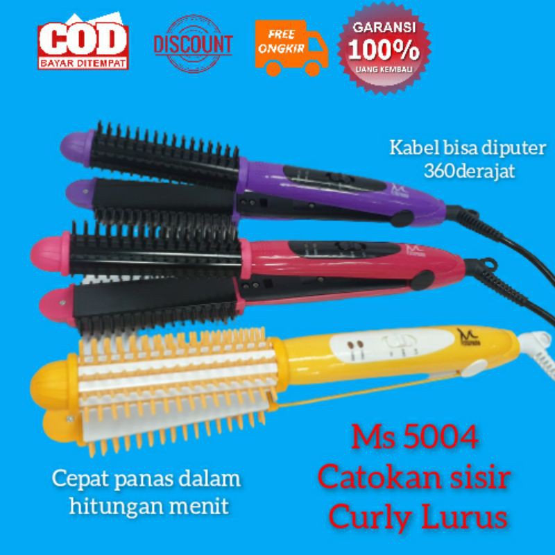 Alat Catok Rambut 2in1 Lurus Keriting Curly Blow Sisir Wanita Ms 5004 Rebonding Murah Salon