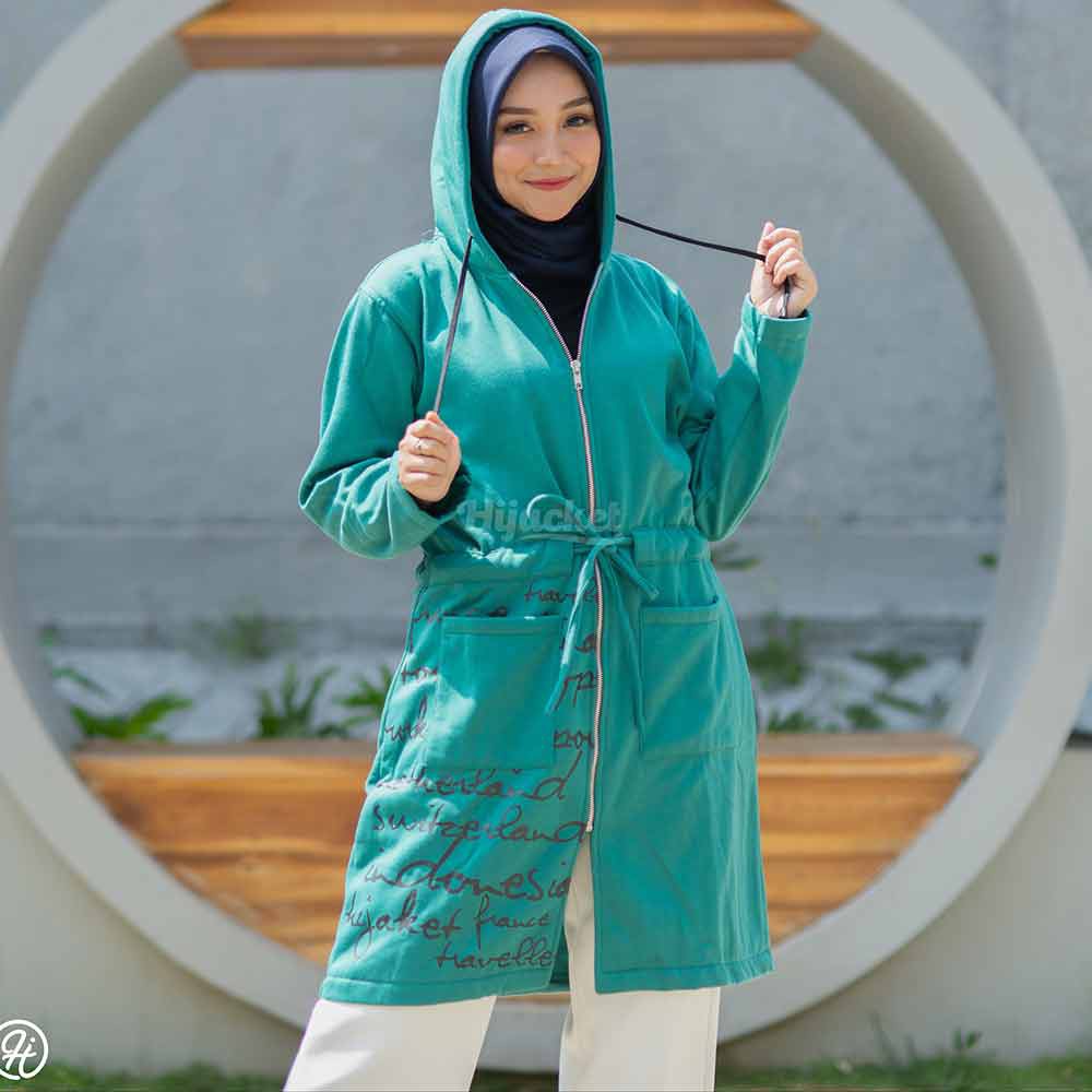 Jaket Jacket Panjang Wanita Cewek Hoodie Muslimah Hijaber Remaja Dewasa Terbaru Kekinian Hijacket UB-6