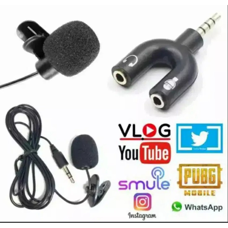 [PAKET 2IN1] AUDIO SPLITTER U + MIC CLIP ON SEPAKET UNTUK YOUTUBER