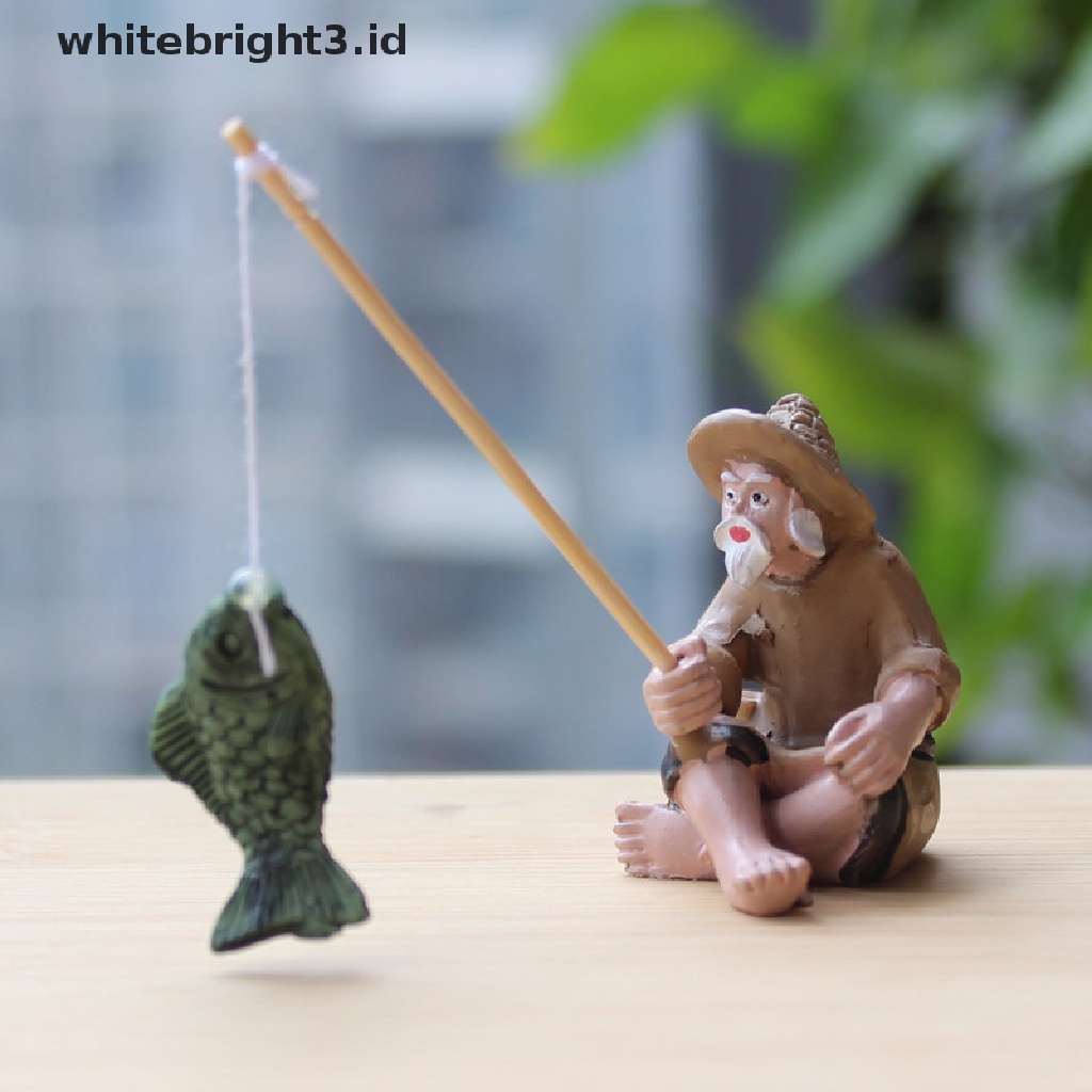 (whitebright3.id) Miniatur Figur Orang Tua Bahan Resin Untuk Dekorasi Taman