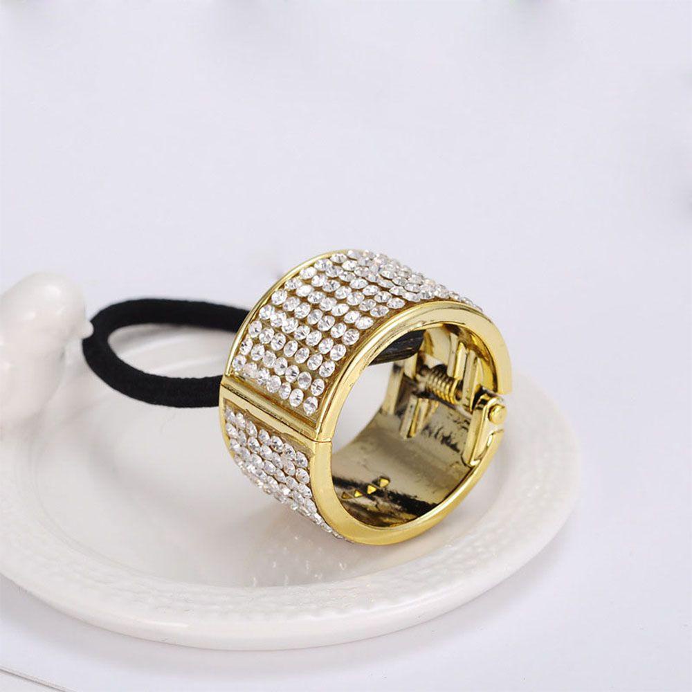 Agustinina Aksesoris Cincin Rambut Bahan Plastik Scrunchy Holder Mutiara Untuk Wanita Ponytail Holder Cewek Hiasan Kepala