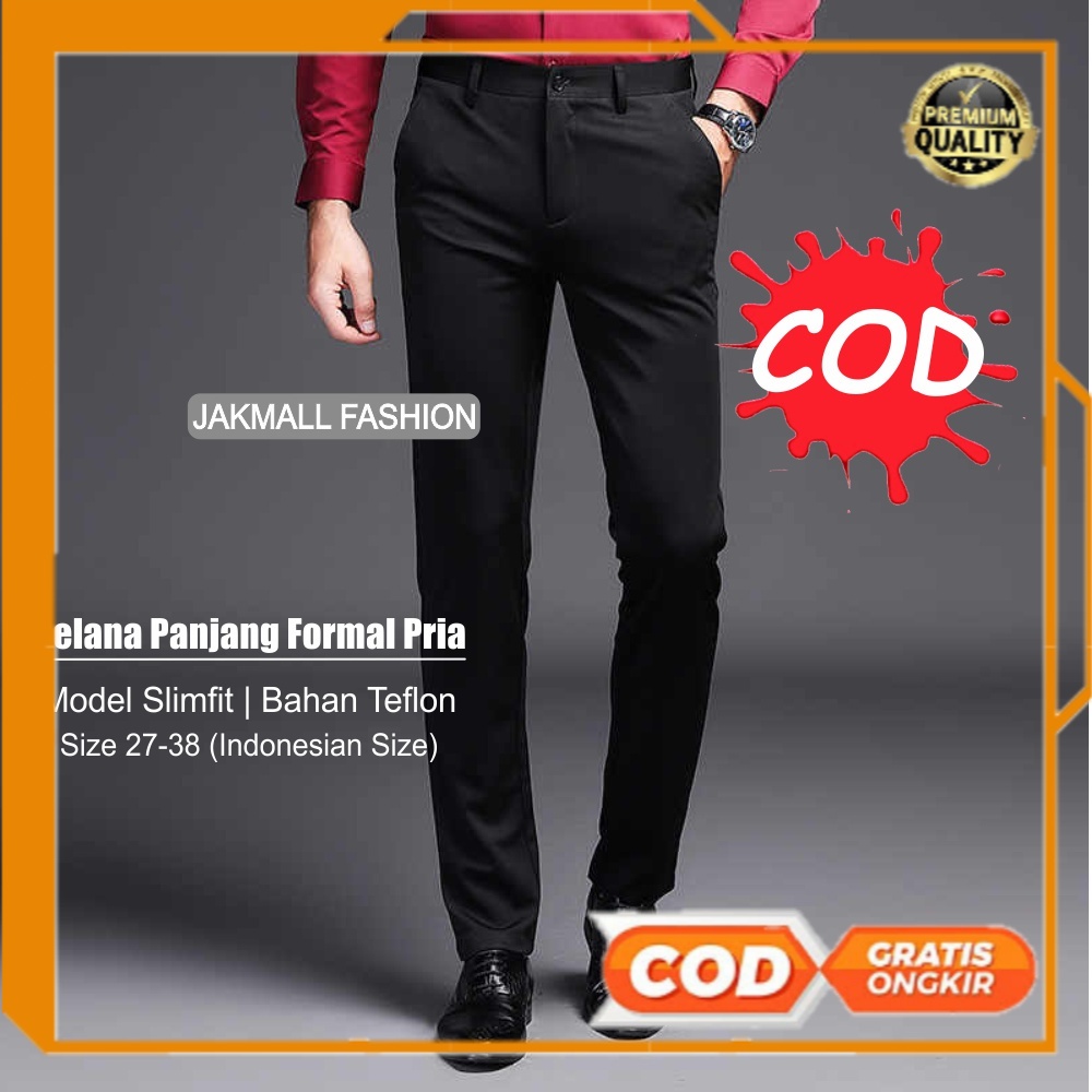 OUTFIT PRIA TERPOPULER CELANA SLIMFIT CELANA KANTOR FORMAL PRIA SLIMFIT BAHAN DASAR KAIN TEFLON