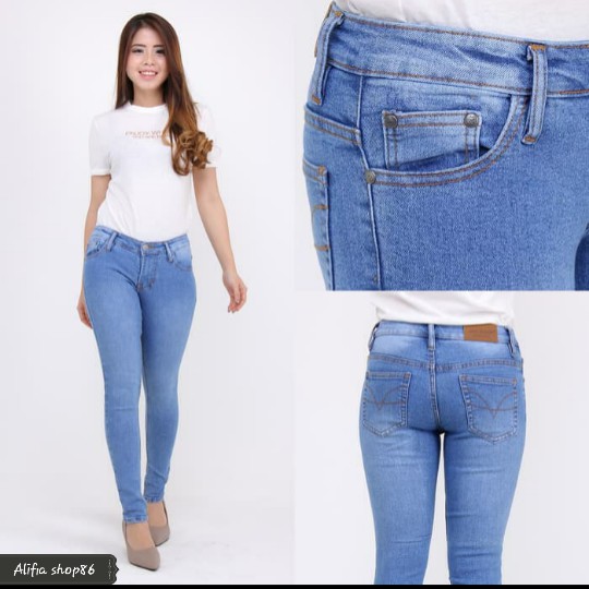 Alifia celana  panjang jeans  wanita  skiny jeans  jumbo  size 