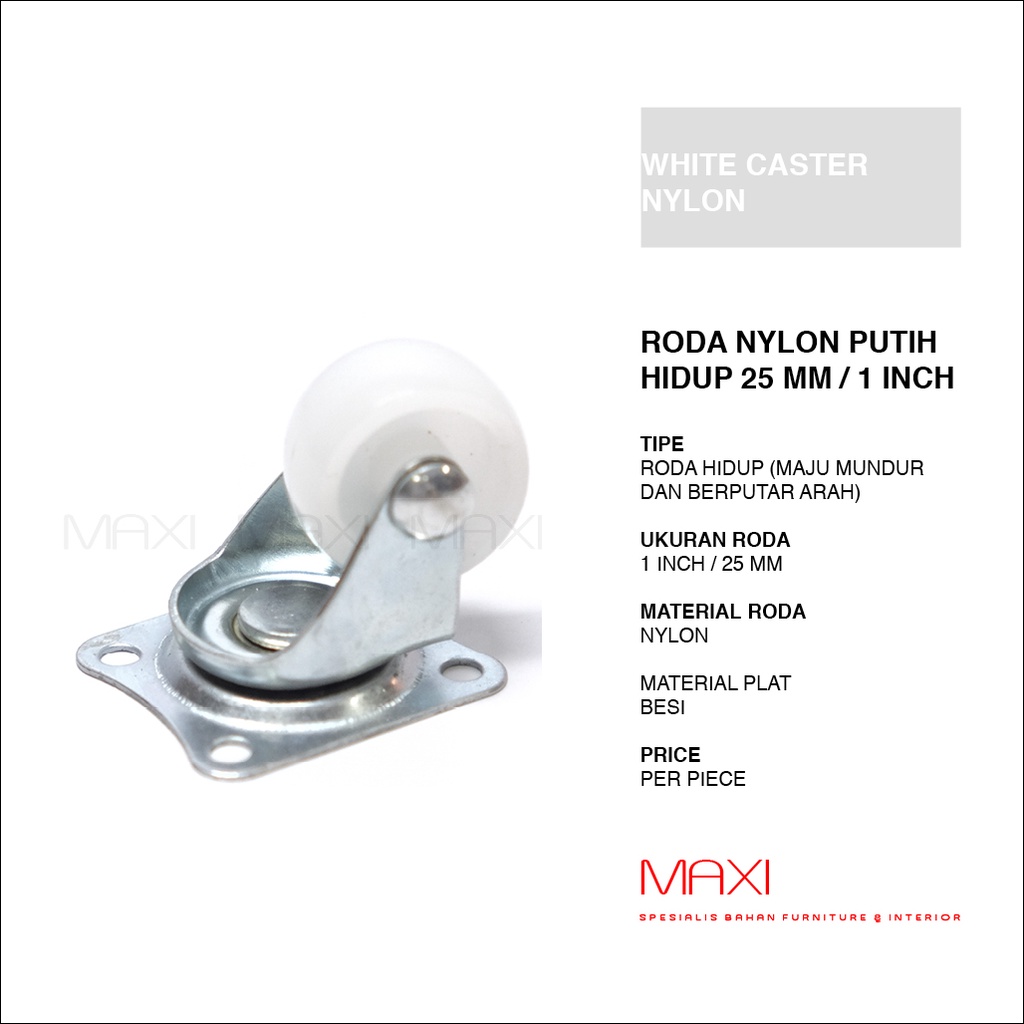 Roda Hidup 1 Inch - Roda Nylon Hidup 25 MM