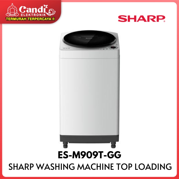SHARP MESIN CUCI ES-M909T-GG 9 KG TOP LOADING 1 TABUNG ESM909TGG ES M909T GG