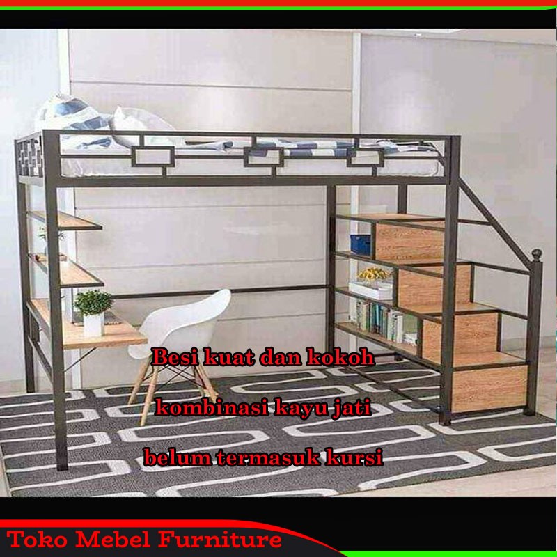 Dipan Tingkat Anak Besi Kombinasi Kayu Jati Minimalis mebel jepara
