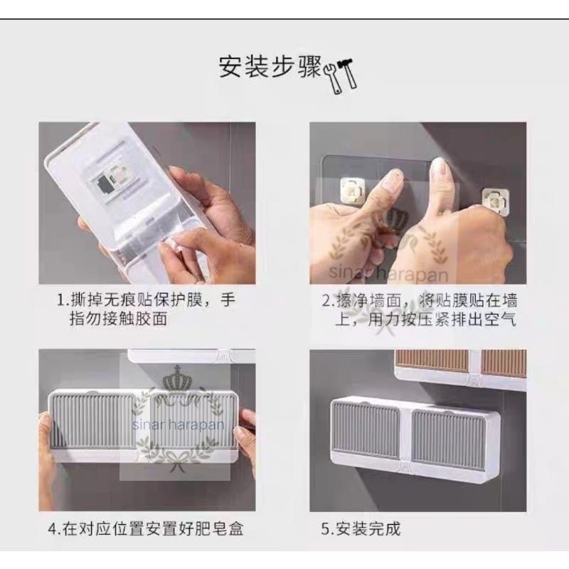 kotak sabun mandi buka tutup/tempat sabun batang tempel dinding