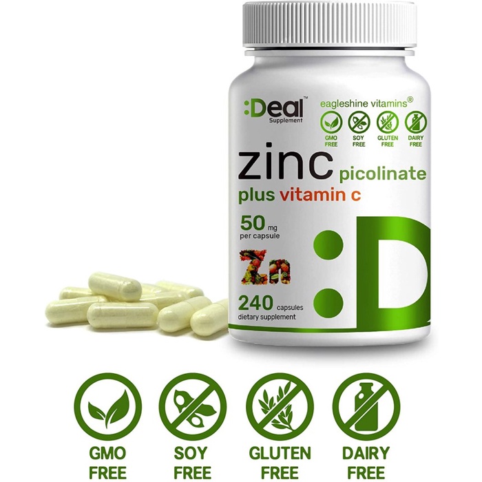 Eagleshine Zinc 50mg with Vitamin C & Quercetin, 4-1 Zinc Complex -240
