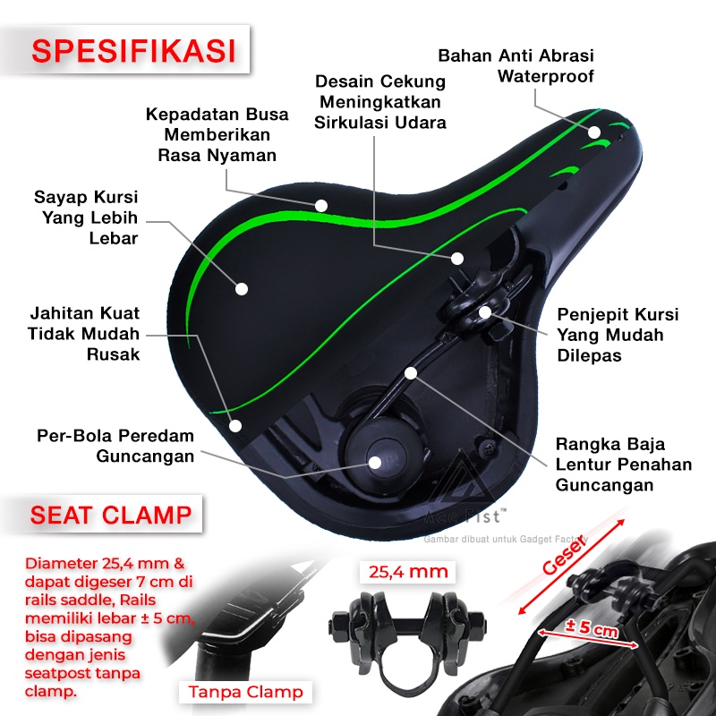 Sadel Sepeda Super Empuk Kursi Jok MTB Gunung Lipat Saddle Bike Road