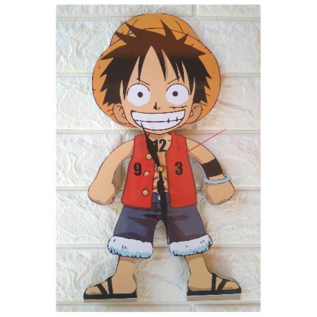 Jam Dinding Kayu Unik Murah Artistik Vintage Karakter Gambar Logo Anime One Piece