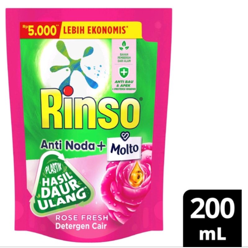 rinso molto cair 200 ml kemasan goceng 5000