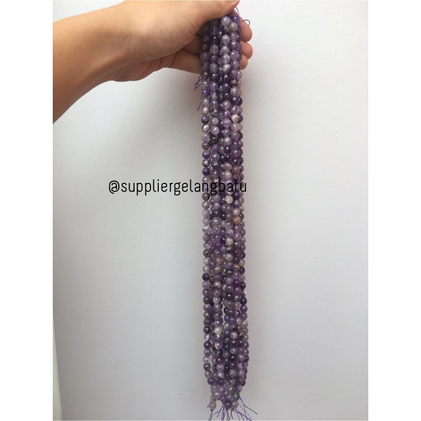 Batu kecubung brazil asli FACET 8mm CUTTING purple amethyst asli ungu aksesoris fashion bahan craft