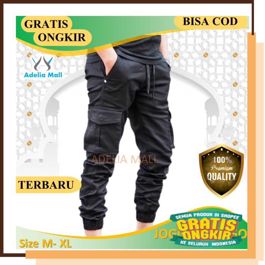 Casual Santai Kolor TAli Kancing Formal Kerja  / Celana Joger Cargo Pria Cowok Wanita Jogger Panjang