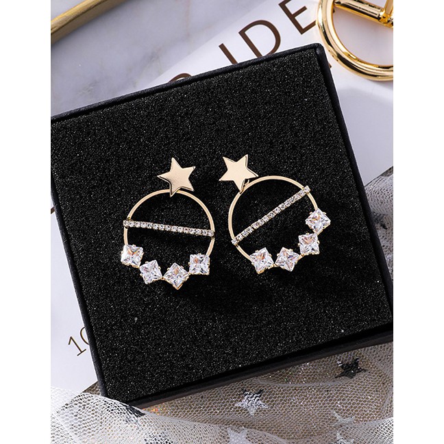 LRC Anting Tusuk Fashion Gold Zircon S925 Silver Needle Stud Earrings F48247