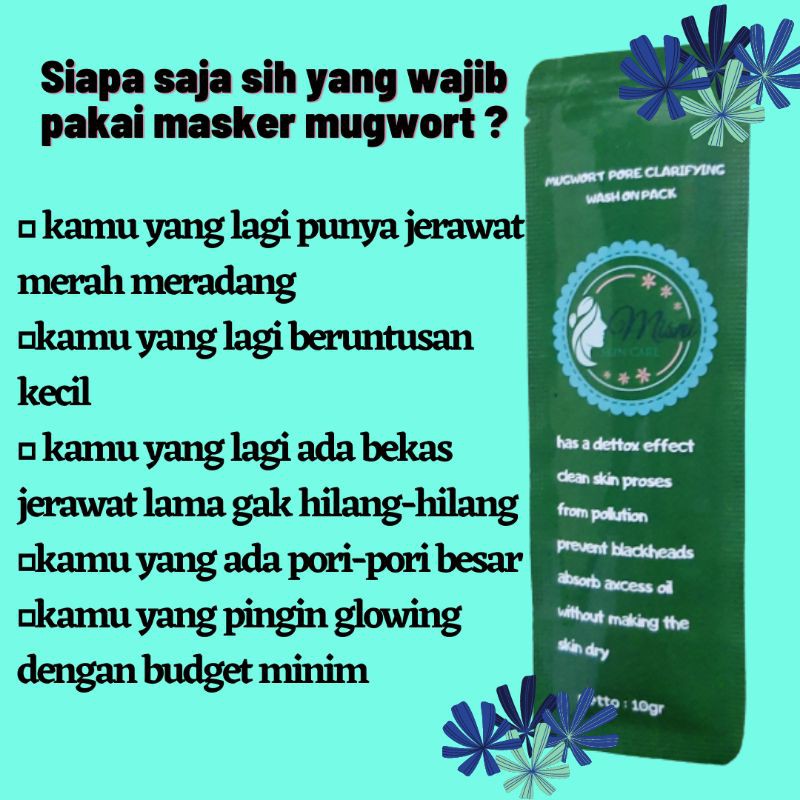 masker mugwort organic clay mask pencerah wajah penghilang jerawat beruntusan PERAWATAN WAJAH PRIA P