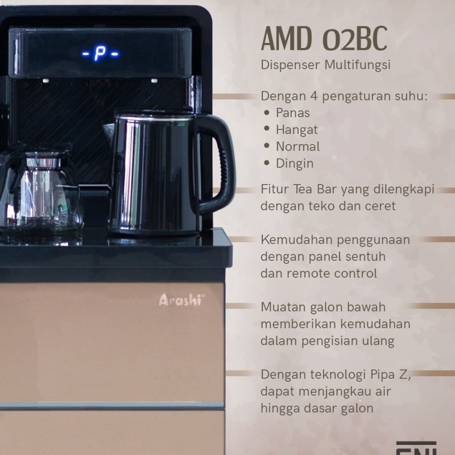 ARASHI Dispenser Galon Bawah AMD 02 BC - Garansi Resmi 1 Tahun -warna Random