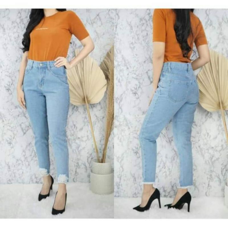 CELANA BOYFRIEND JEANS SOBEK BAWAH KEKINIAN