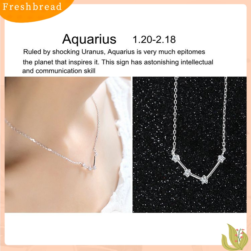 【Fresh】Shiny Rhinestone Women Horoscope Astrology Constellation Sign Guardian Necklace