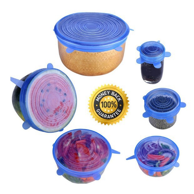 KUP - COD MURAH HOT SELLING - 6-PACK SILICONE BOWL STRETCH LIDS FRESH SEALING COVER KEEP AND HEALTHY KITCHEN TOOLS