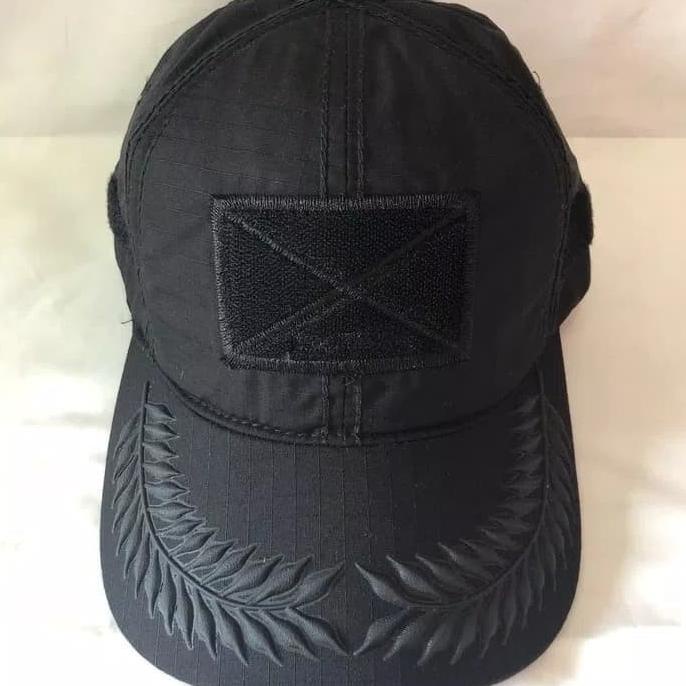topi velcro pamen polisi bunga 1 hitam HEMAT