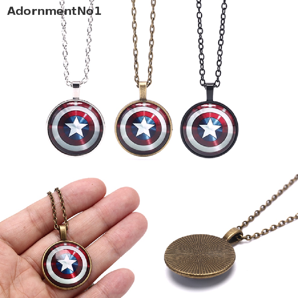 (AdornmentNo1) Kalung Rantai Dengan Liontin Perisai Kapten Amerika Pentacle Untuk Unisex / Pria / Wanita