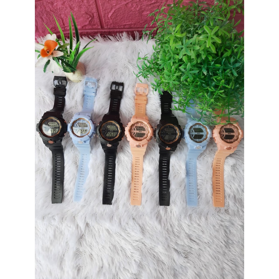 Jam Tangan Rubber Digital Sport Bulat Wanita Dan Pria Fashion Gaya Korea Import
