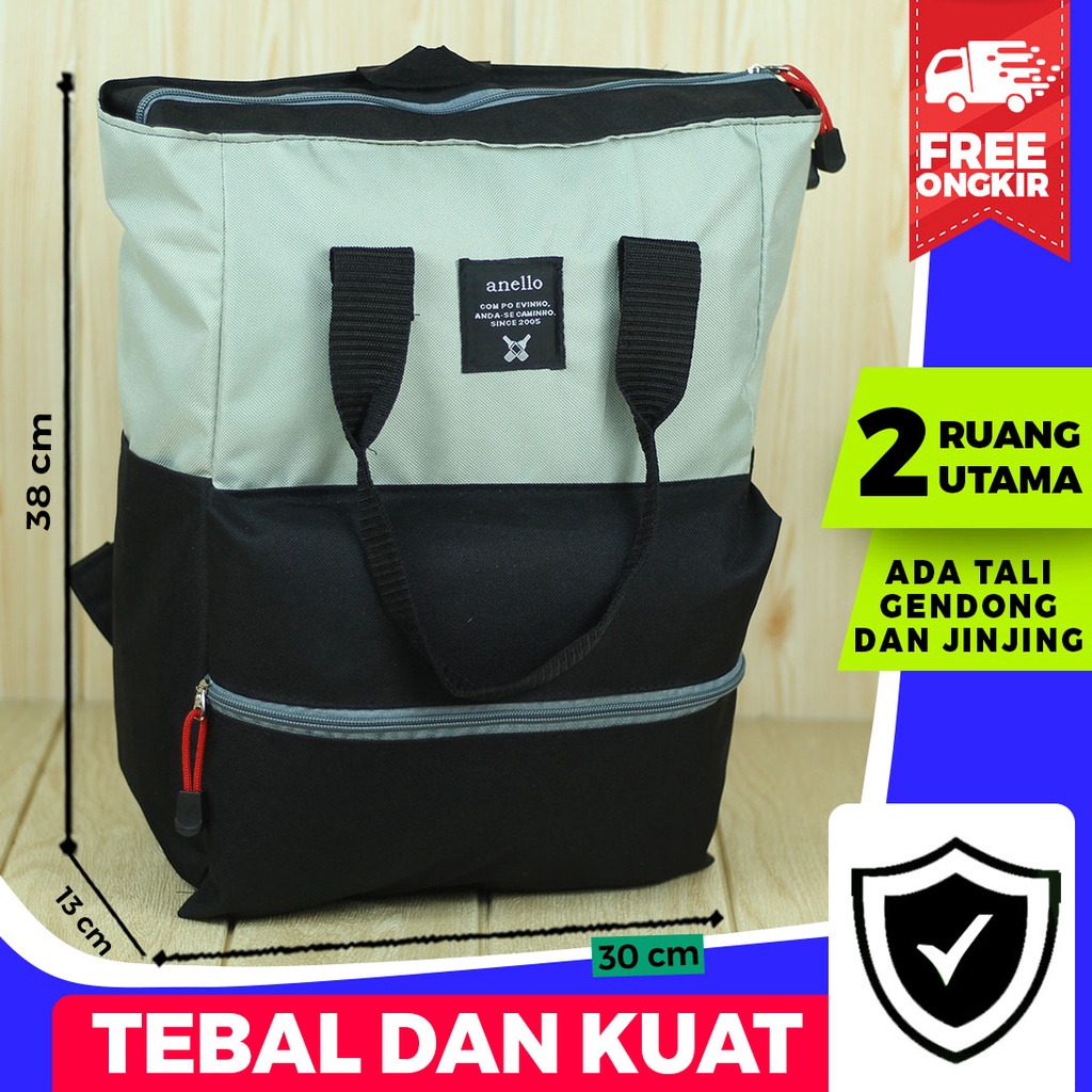 Ransel Remaja Cewe Tas Anelo Abu Hitam Murah BIG PROMO Backpack Wanita Cantik Korean Style Sekolah Sma Bahan Kanvas Polyester