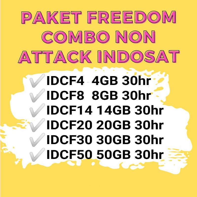 Paket Data Internet Indosat New Freedom Combo (4GB-50GB) Kuota isi Ulang ( 30hari ) Inject  (14)