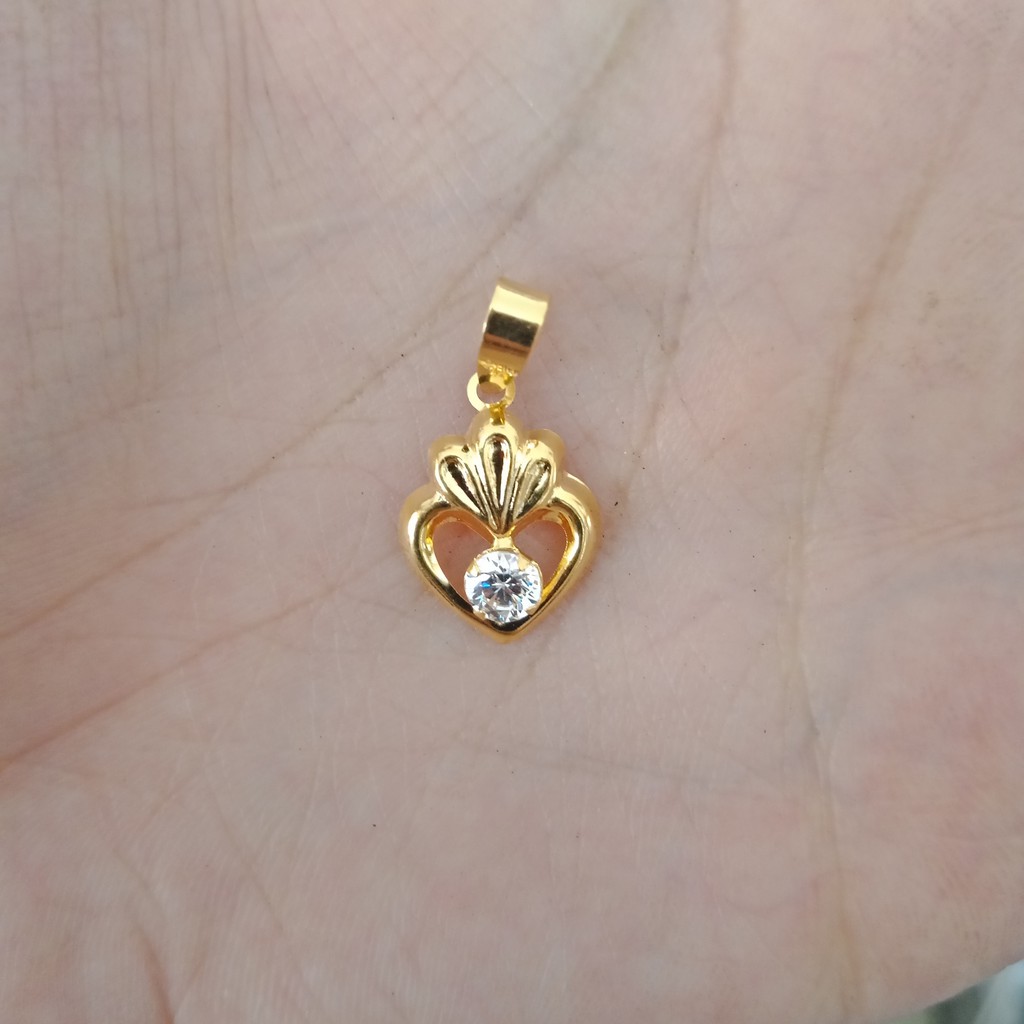 liontin kalung anak dan dewasa emas asli kadar 700 70% 16k 22 surabaya 0,5gram love kerawang hati permata putih