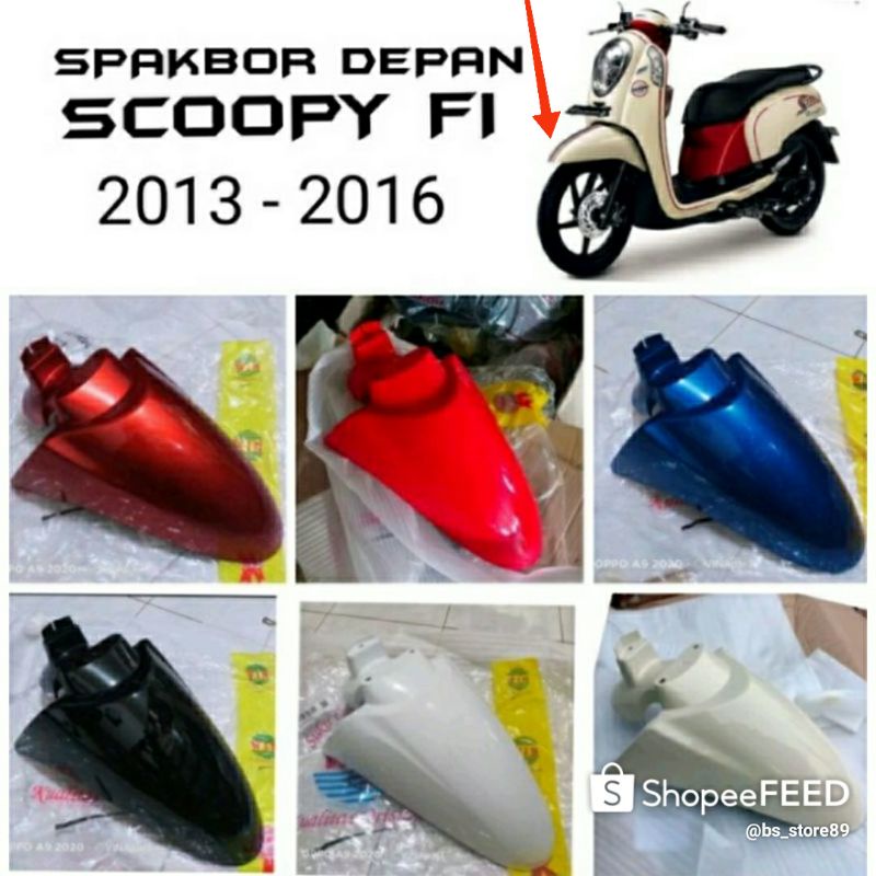 SPAKBOR DEPAN SCOOPY FI 2013 2014 2015 2016 / FRONT FENDER SCOOPY FI HITAM MERAH MAROON KREM PUTIH / slebor depan scoopy fi