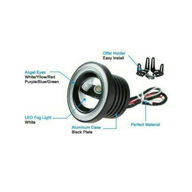 LAMPU LED FOG LAMP FOGLAMP LIGHT ANGEL ANGLE EAGLE EYES 89MM PROYEKTOR PROJECTOR UNIVERSAL M609 BANYAK WARNA RING