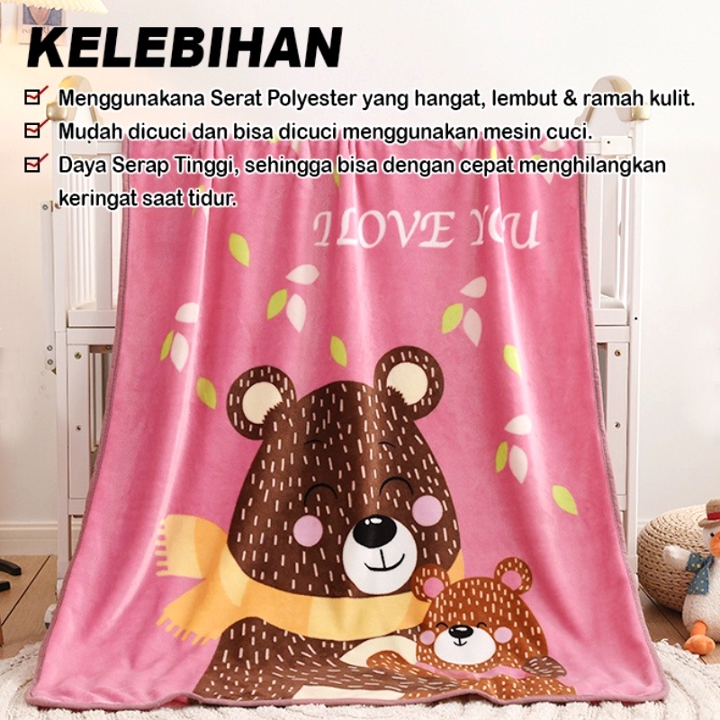 Selimut Bulu Anak Dan Dewasa 100X140CM cm - Selimut Dewasa Bulu Motif Elegan Import (FK450)