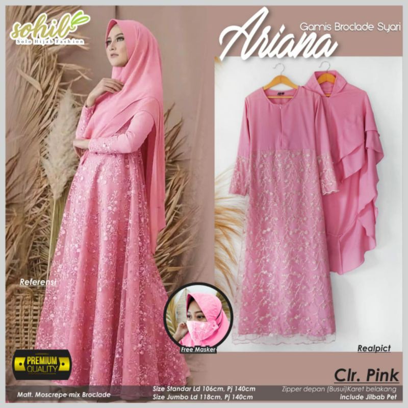 GAMIS SYARI BROCLADE ARIANA ORI SOHIB / GAMIS PUTIH LEBARAN